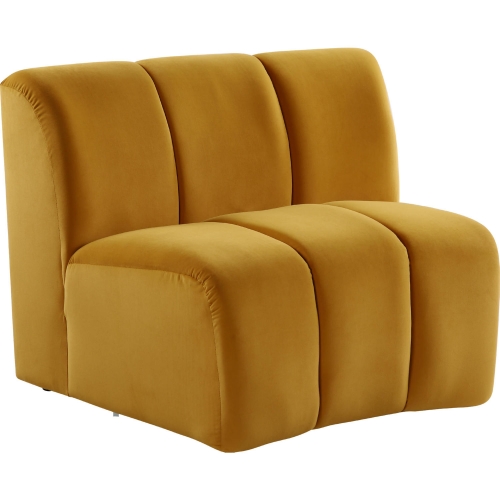 Felicia Modular Armless Chair in Channel Tufted Yellow Velvet