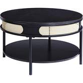 Colson Coffee Table in Black & Rattan