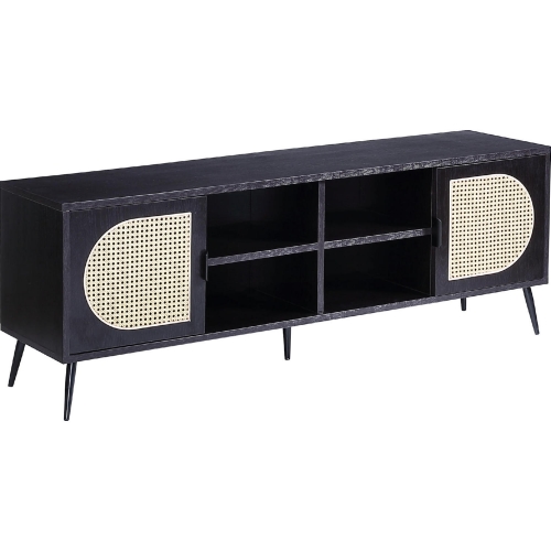 Colson 60" TV Stand in Black & Rattan