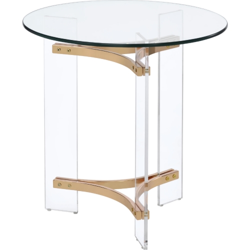 Sosi End Table in Tempered Glass, Acrylic & Gold