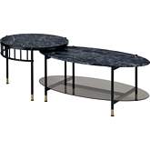 Silas Nesting Coffee Table Set in Faux Marble & Black