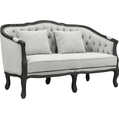 Samael Loveseat in Tufted Gray Linen & Dark Brown