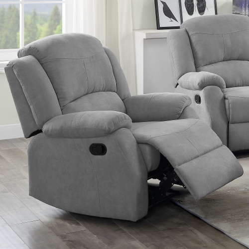 Zorina Manual Recliner in Gray Fabric