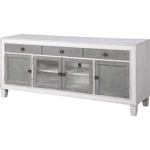 Katia 76" TV Stand in Rustic Gray & White Finish