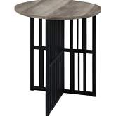 Zudora End Table in Antique Oak Finish & Sandy Black Metal