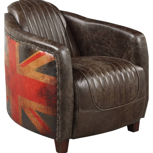 Brancaster Accent Chair in Antique Slate & Union Jack Top Grain Leather