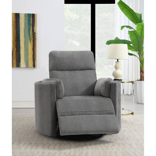 Sagen Swivel Glider Manual Recliner in Charcoal Gray Chenille