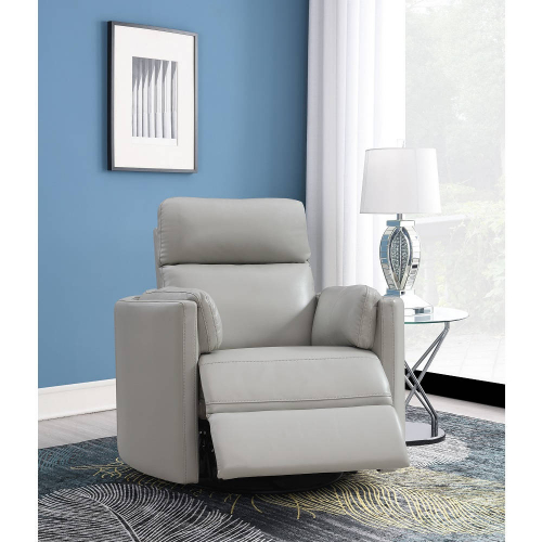 Sagen Swivel Glider Manual Recliner in Gray Leathaire