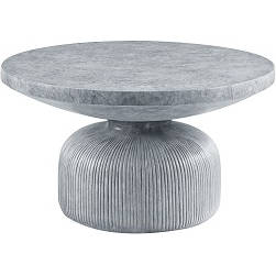 Laddie Round Coffee Table in Weathered Gray Finish Fiber Concrete