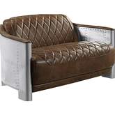 Sedna Loveseat in Espresso Top Grain Leather & Aluminum