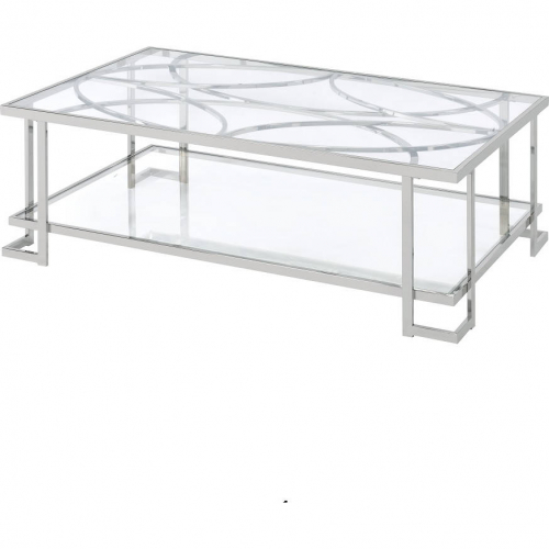 Kalan Coffee Table in Glass & Chrome