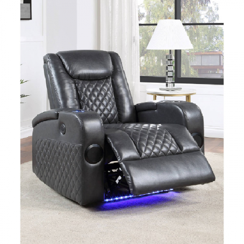 Alair Power Recliner w/ Charger, Cup Holders & Speaker in Dark Gray Leathaire