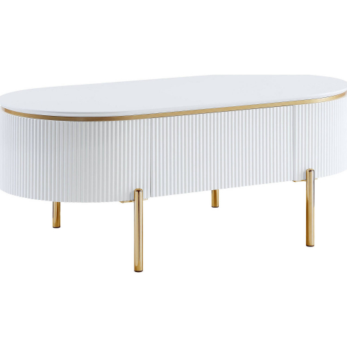 Daveigh Coffee Table in High Gloss White & Gold Finish