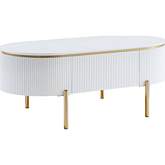 Daveigh Coffee Table in High Gloss White & Gold Finish