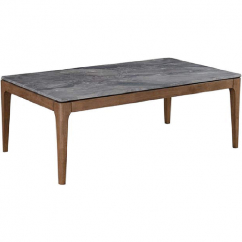 Bevis Coffee Table in Engineered Stone & Walnut Finish