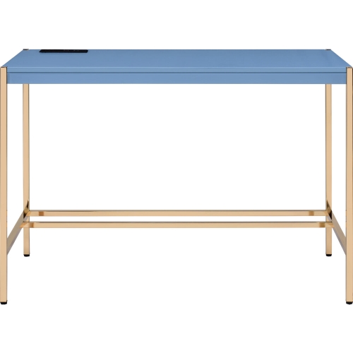 Midriaks Writing Desk in High Gloss Navy Blue & Gold Metal