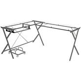 Dazenus Computer Desk in Tempered Glass & Silver Metal