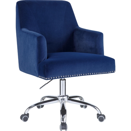 Trenerry Office Chair in Blue Velvet & Chrome