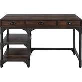 Gorden Writing Desk in Espresso Oak & Antique Black Metal