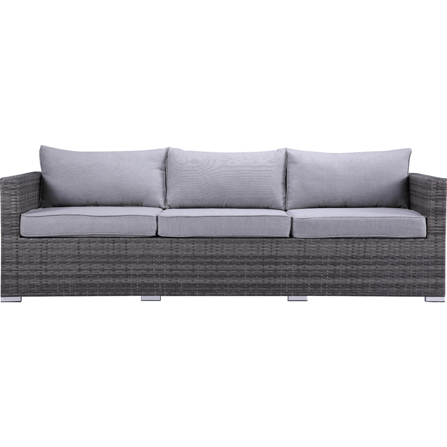 Acme OT01091 Sheffield 4 Piece Outdoor Sofa Set in Gray Fabric & Gray Wicker