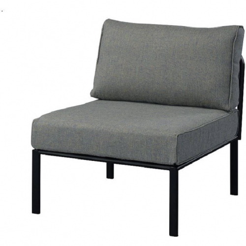 Rajni Outdoor Armless Chair in Gray Fabric & Black Metal