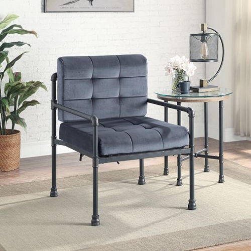 Brantley Accent Chair in Gray Velvet & Sandy Gray Metal