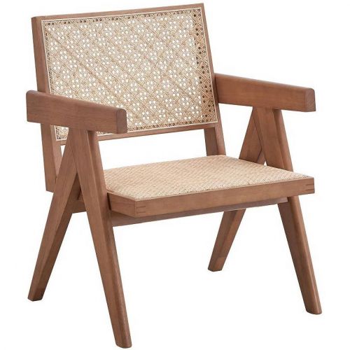 Velentina Accent Chair in Rattan & Natural Wood Finish