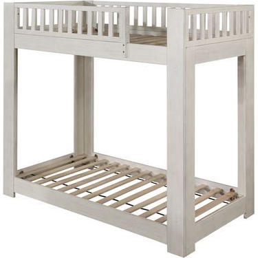 Cedro Twin over Twin Bunk Bed in Weathered White Finish