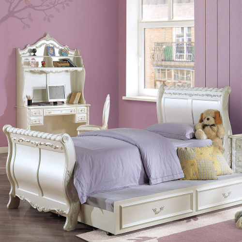 Pearl Twin Bed in Pearl White Finish