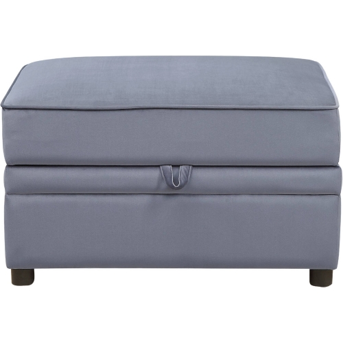 Bois II Storage Ottoman in Gray Velvet