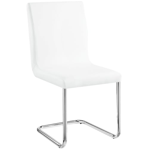 Palton Dining Chair in White Leatherette & Chrome (Set of 2)