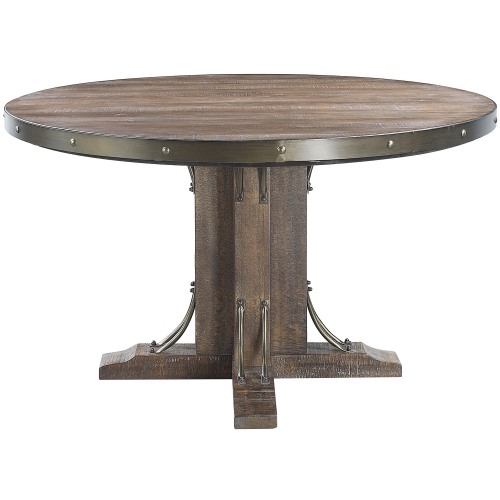 Raphaela 54" Round Dining Table in Weathered Cherry Finish