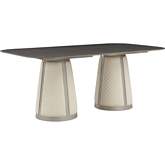 Kasa 82" Dining Table in Sintered Stone & Champagne Leatherette