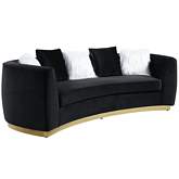 Achelle Sofa in Black Velvet & Gold Metal