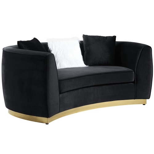 Achelle Loveseat in Black Velvet & Gold Metal