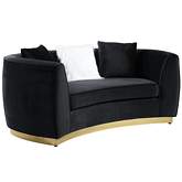 Achelle Loveseat in Black Velvet & Gold Metal