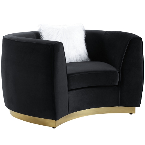 Achelle Accent Chair in Black Velvet & Gold Metal