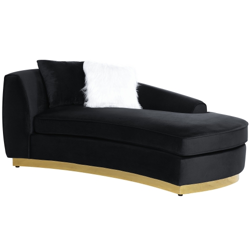 Achelle Chaise in Black Velvet & Gold Metal