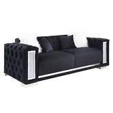 Trislar Sofa in Black Velvet & Mirror