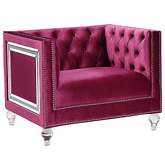 Heibero Accent Chair in Tufted Burgundy Velvet