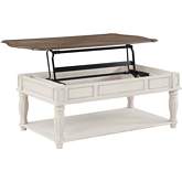 Florian Lift Top Coffee Table in Oak Finish & Antique White