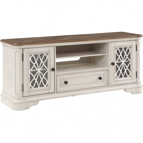 Florian 64" TV Stand in Oak Finish & Antique White