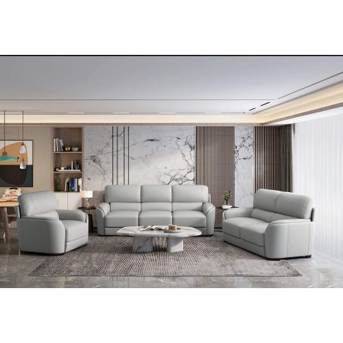 Edrice Sofa in Ice Gray Top Grain Italian Leather