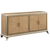 Dodie Console Cabinet in Natural Oak Sunburst & Taupe Champagne Finish