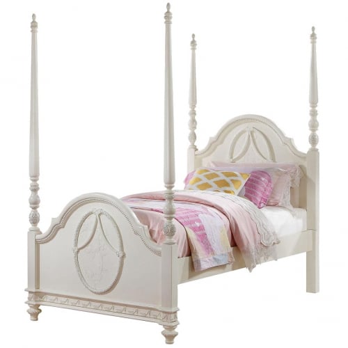 Dorothy Full Post Bed in Ivory Finish