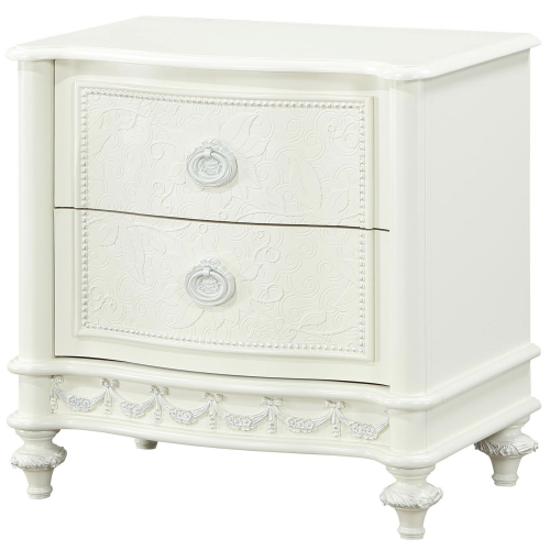 Dorothy 2 Drawer Nightstand in Ivory Finish