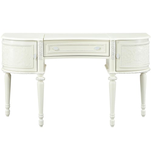 Dorothy Bedroom Vanity Desk & Mirror in Ivory Finish