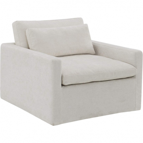 Frederick Swivel Accent Chair w/ Pillow in Ivory Fabric