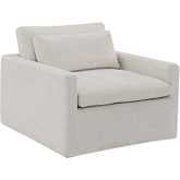 Frederick Swivel Accent Chair w/ Pillow in Ivory Fabric