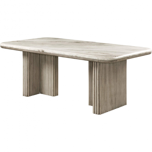 Charity 79" Dining Table in Faux Marble Top & Gray Oak Finish